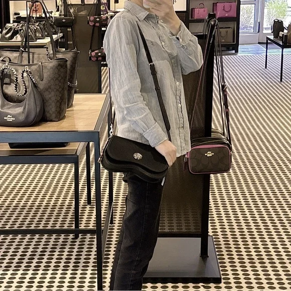 NWT Coach Wavy Dinky Bag Shoulder & Crossbody Coachtopia Black Leather CK113 - Picture 7 of 16